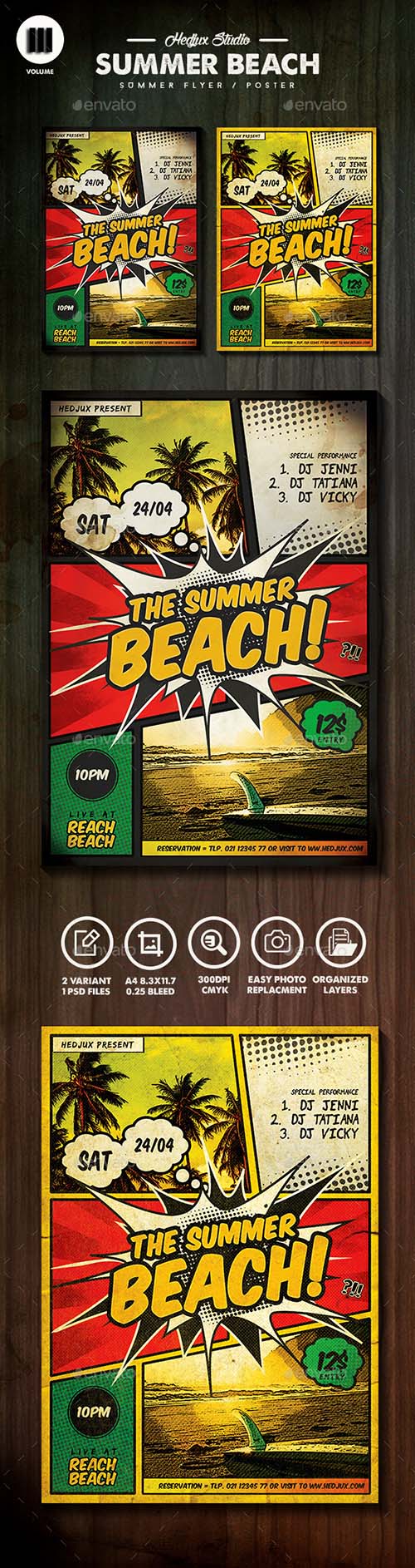 GraphicRiver - The Summer Beach Comic Flyer 11270101