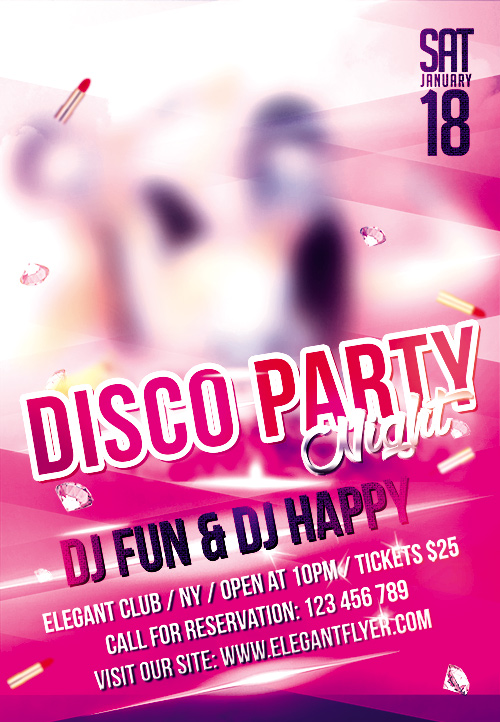 Disco Night Flyer PSD Template + FB Cover