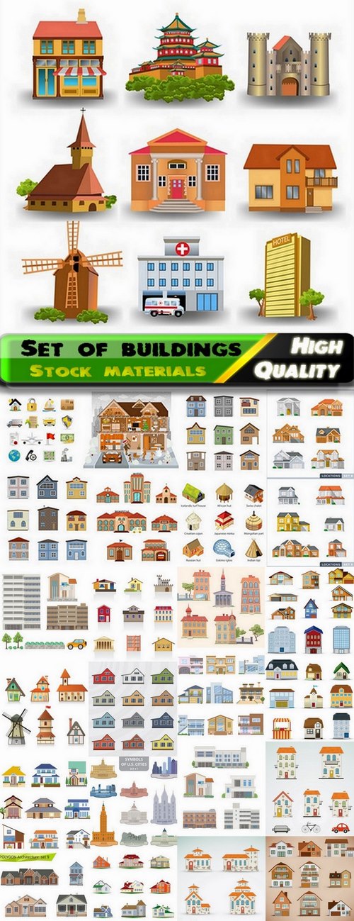 Set of buildings and home exteriors - 24 Eps