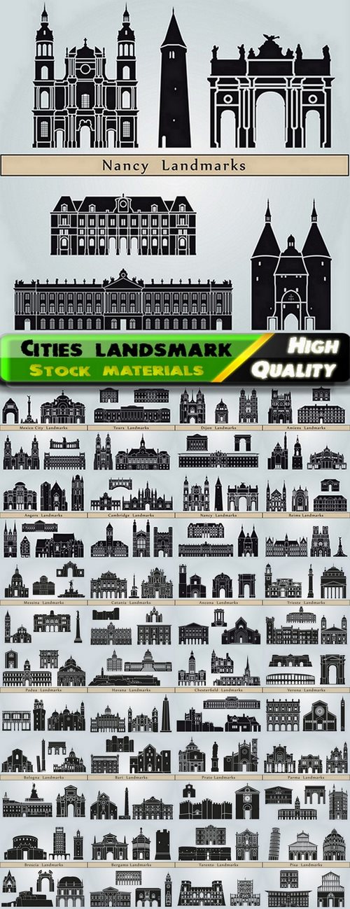 Different cities landsmark and skyline in vector from stock #3 - 25 Eps