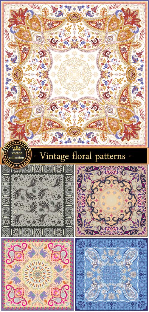Vector backgrounds, vintage floral patterns