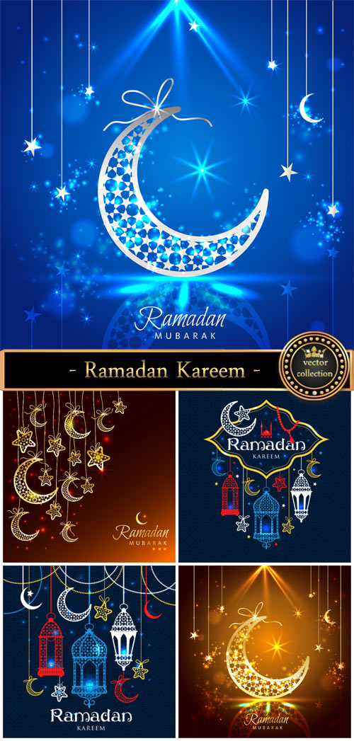 Ramadan Kareem, vector backgrounds with shiny elements
