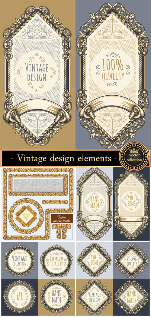 Vector ornaments, vintage design elements