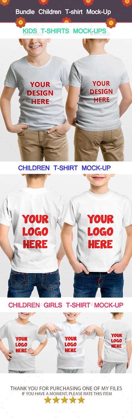 GraphicRiver - Bundle Children T-shirt Mock-Up 11875250
