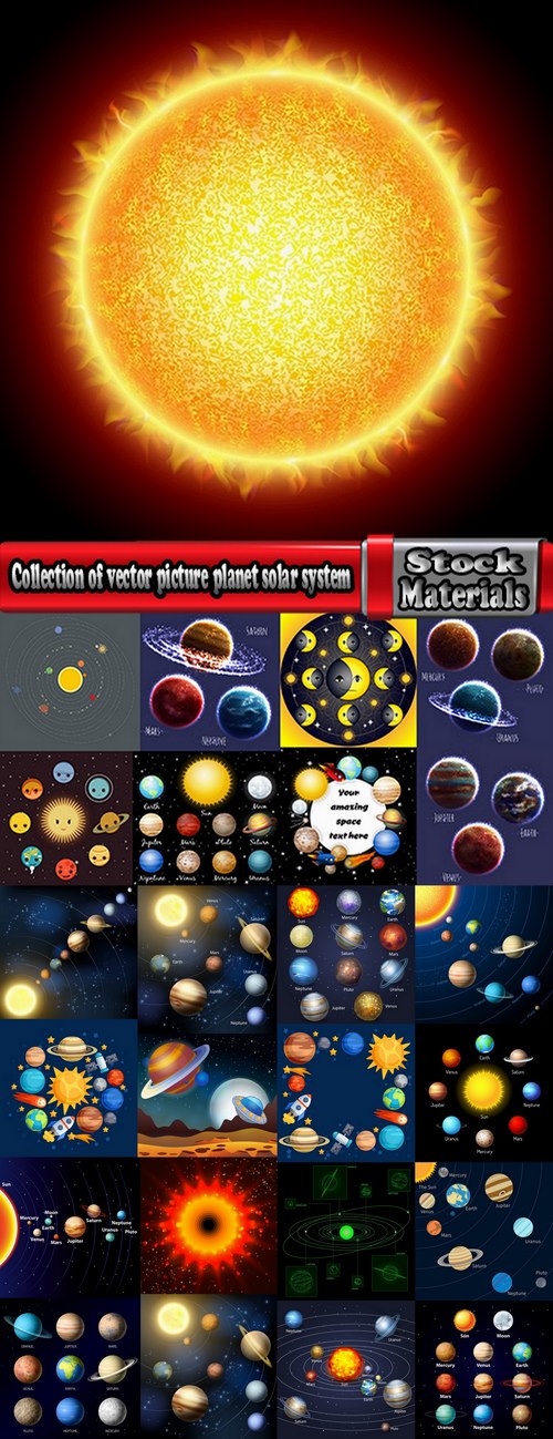 Collection of vector picture planet solar system space star 25 Eps