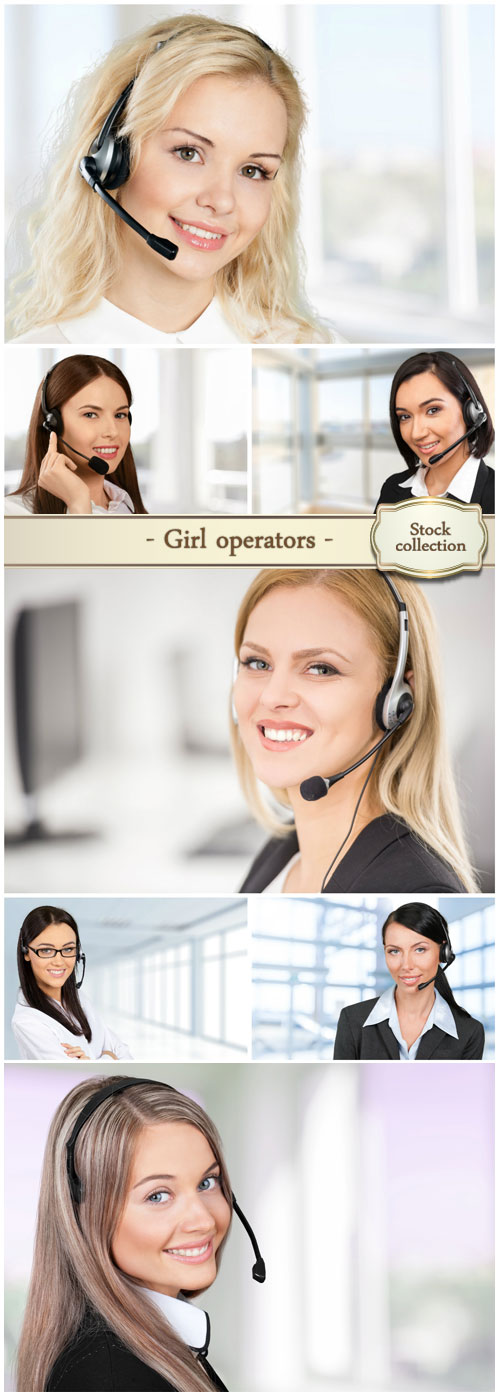 Friendly girl operators - stock photos