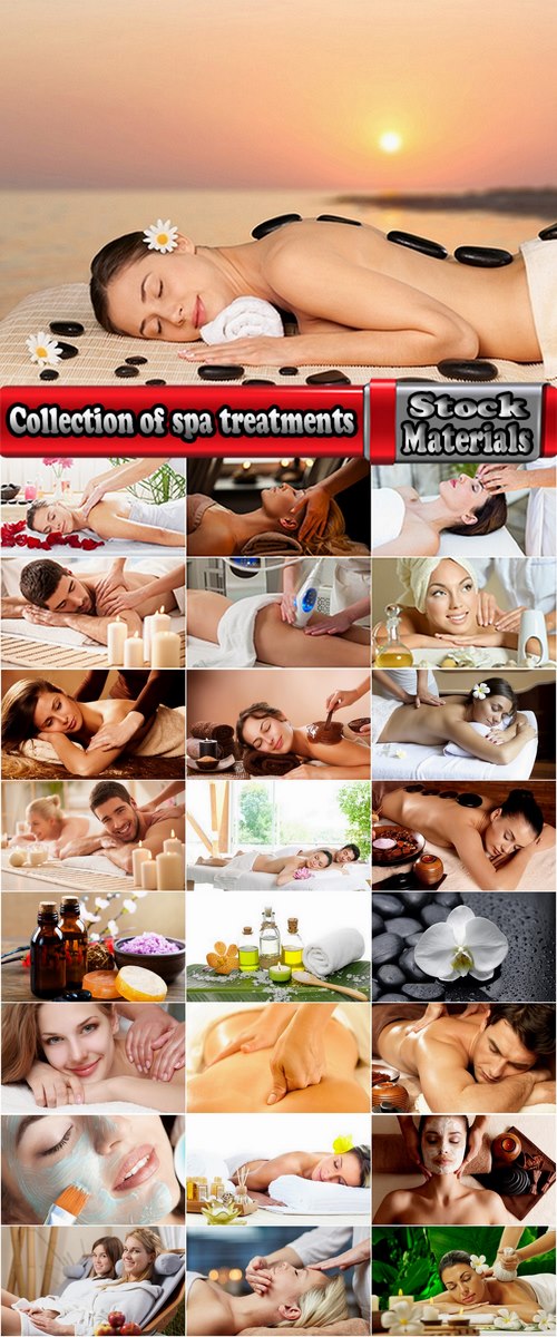 Collection of spa treatments people massage oil massage parlor table relaxation vacation 25 HQ Jpeg
