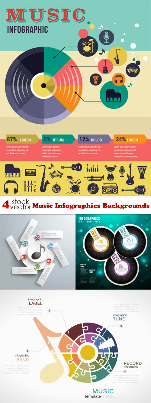 Vectors - Music Infographics Backgrounds 6