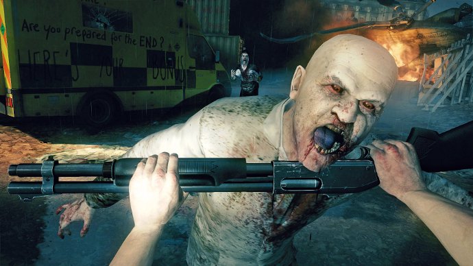 Зомби атакует главного героя в игре ZOMBIU для Playstation 4 и xBox one