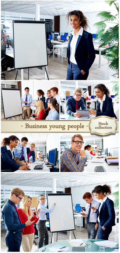 Business team young people teamwork in office - Stock photo