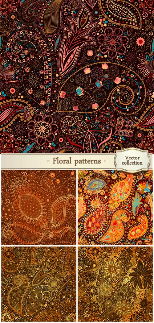 Vector background with floral patterns, textures 7