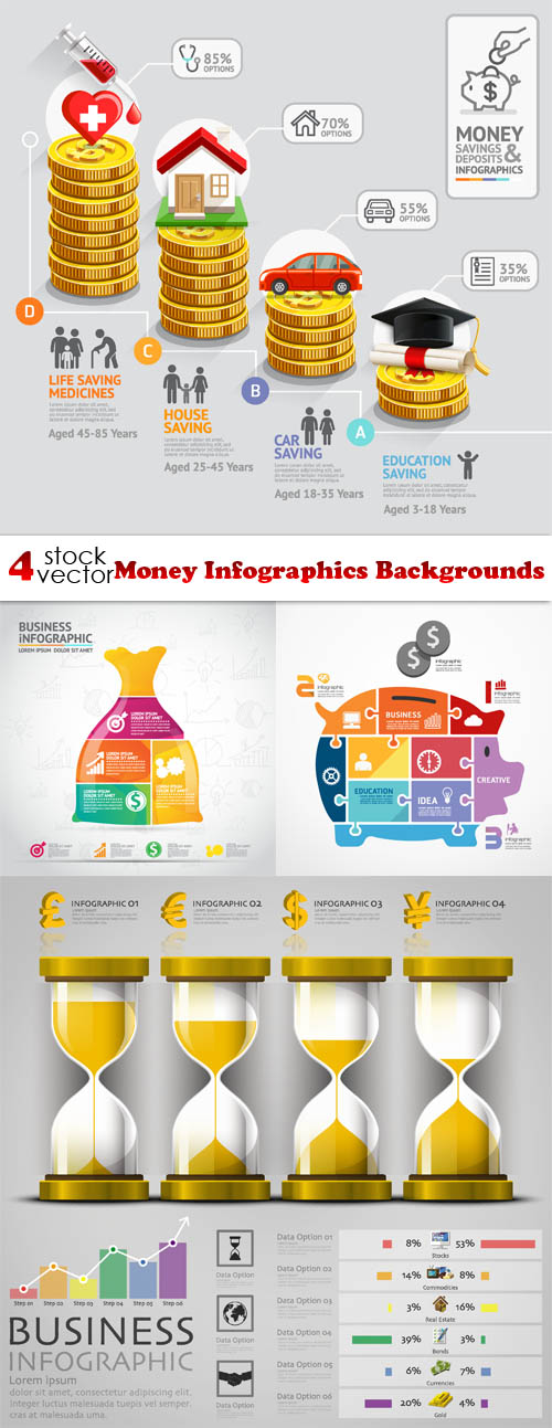 Vectors - Money Infographics Backgrounds 8