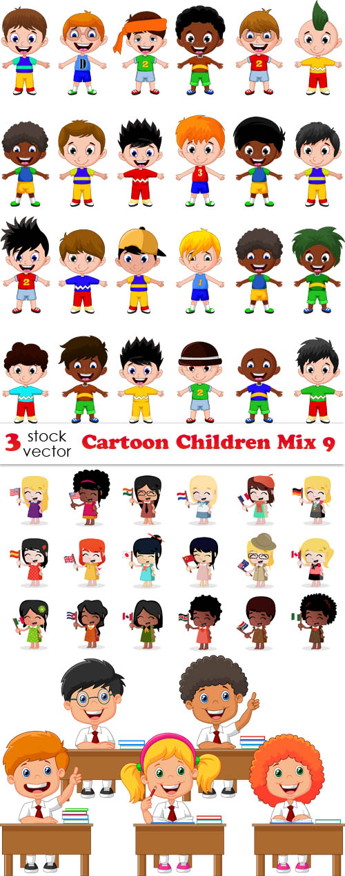 Vectors - Cartoon Children Mix 9