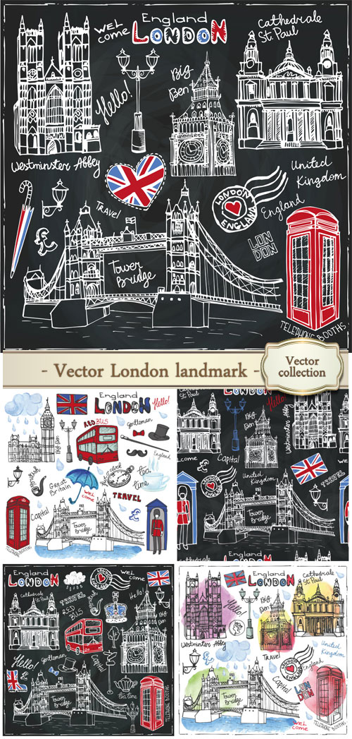 Vector London landmark, lettering