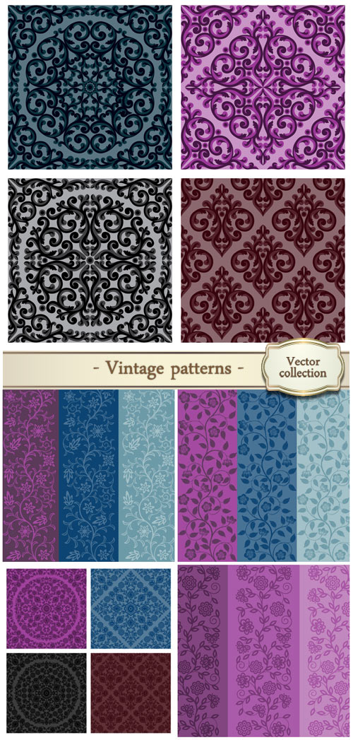 Vintage patterns, vector backgrounds #32