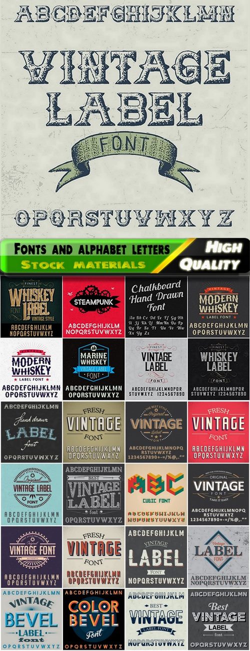 Vintage and retro fonts and alphabet letters - 25 Eps