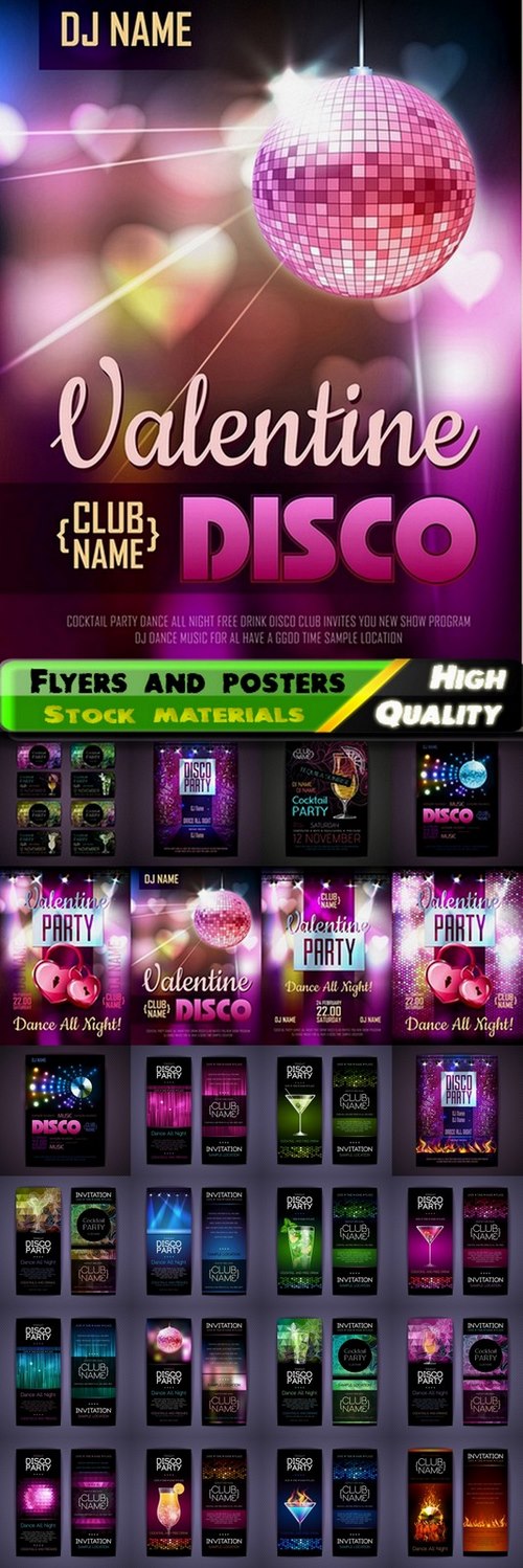 Flyers and posters for the disco and party - 25 Eps