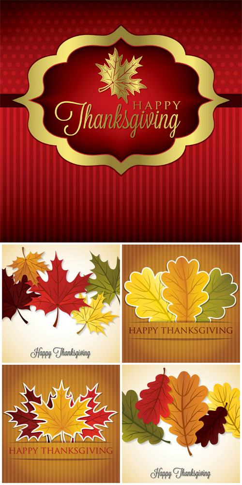 Autumn leaves, Thanksgiving card in vector format