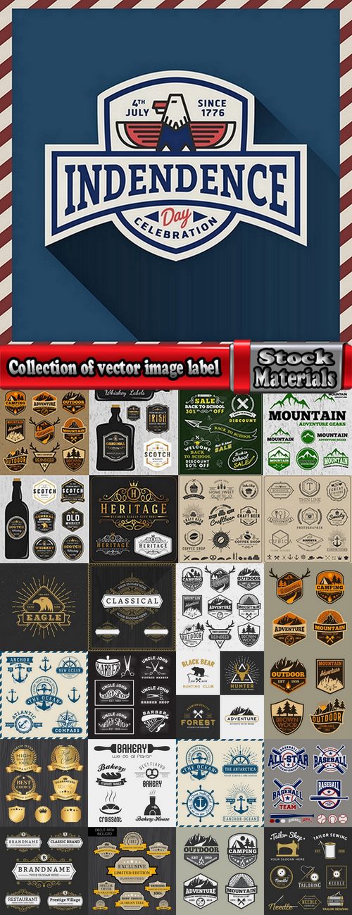 Collection of vector image label on various subjects #3-25 Eps