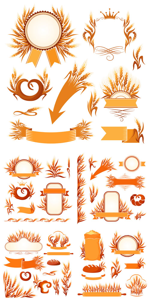 Set of bakery design elements badges and labels
