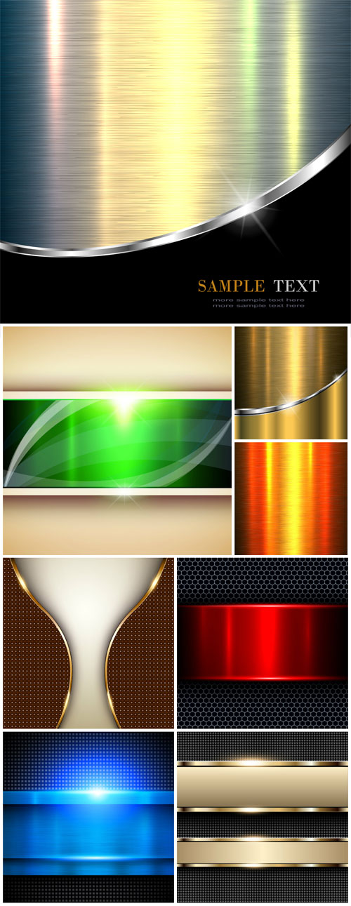 Vector metal background with gold elements