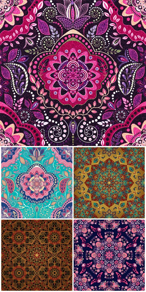 Ethnic floral seamless pattern vector