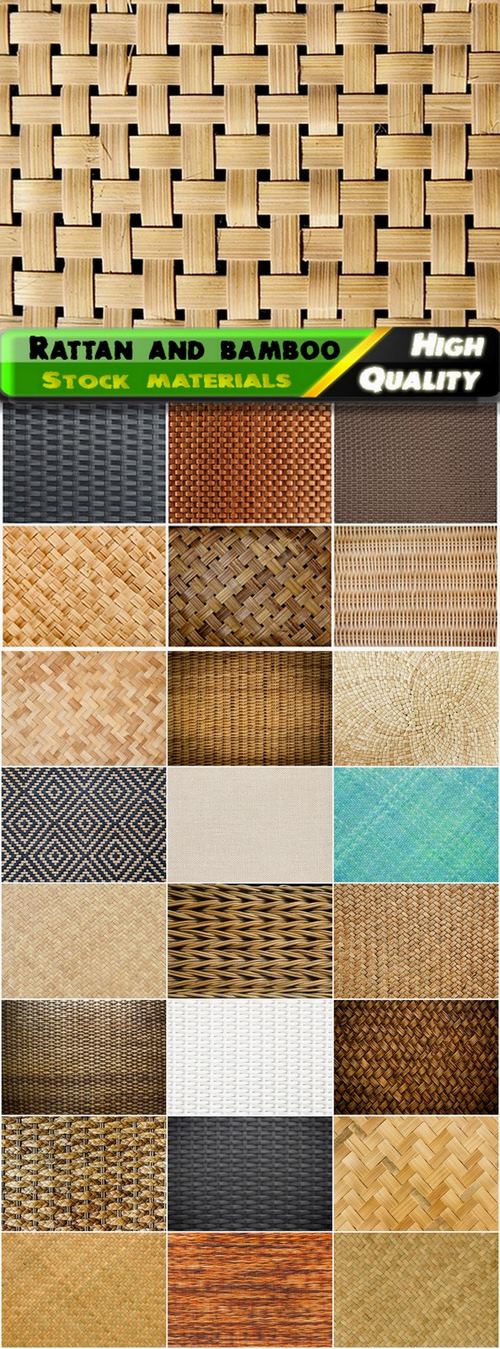 Rattan and bamboo woven textures and patterns - 25 HQ Jpg