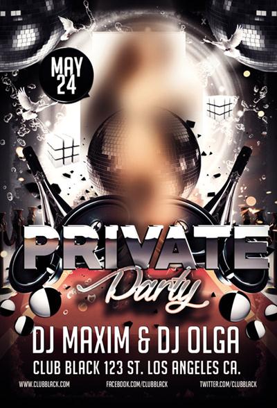 Flyer PSD Template - Private Party + Facebook Cover